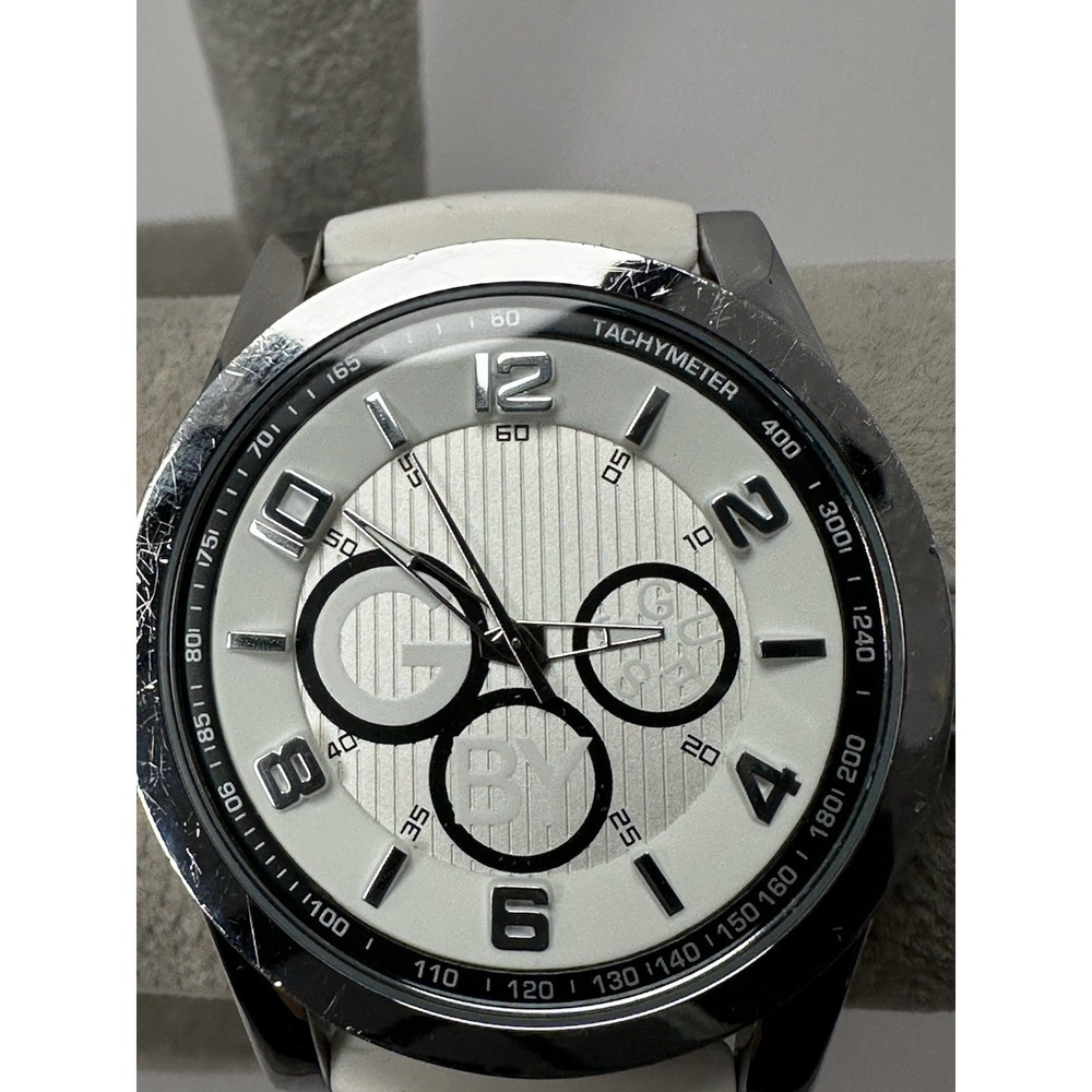 Guess G79079G1 New Battery Mens Watch 44MM 8.5" White‎ Silicone Band M72